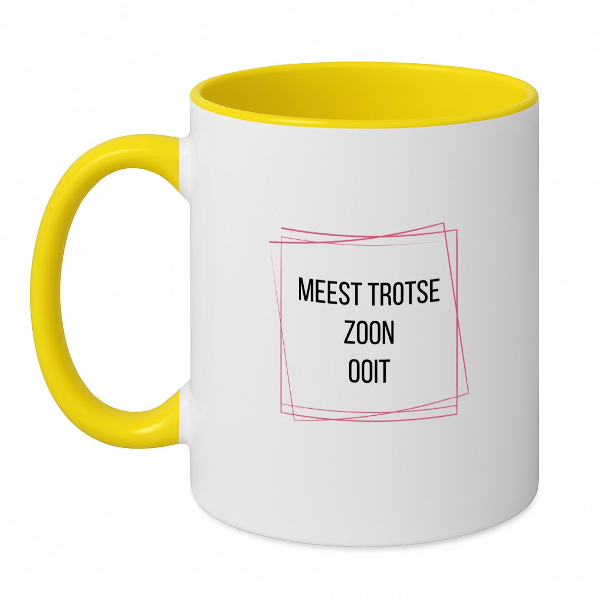 Hacebo® - meest trotse zoon ooit koffiebeker geel - Zoon - trotse zoon - thee mok - koffie beker - verjaardagscadeau - verjaardag - cadeau - cadeautje voor zoon - zoon artikelen - kado - geschenk - gift - koffiemok - 350 ML inhoud