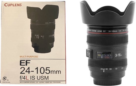 Kwalitatieve Camera Lens Beker Tas Mok Thermos - Koffie Thee Coffee Mug - Must Have - Cameralens - Drinkbeker - 400 ML - Met Deksel - Camera Mok