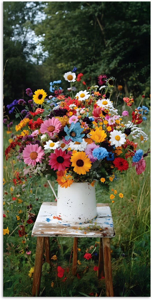 Poster 20x40 cm - Bloemen - Krukje - Gieter - Veld - Posters - Kamer decoratie - Wanddecor