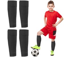 Allecto plus - 2 paar Kids Football Sock Sleeve - Elastische Voetbalmouw Sokken voor Kinderen - Geschikt voor Voetbalwedstrijden Beginners - Zwart