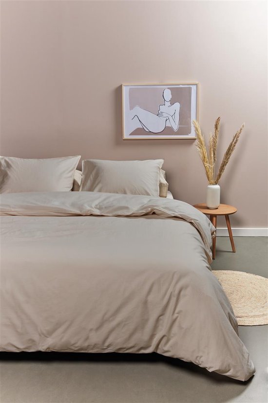 Ambiante Cotton Uni dekbedovertrek - Effen - Lits-Jumeaux - 240x200/220 - Taupe van Ambiante — afbeelding 4
