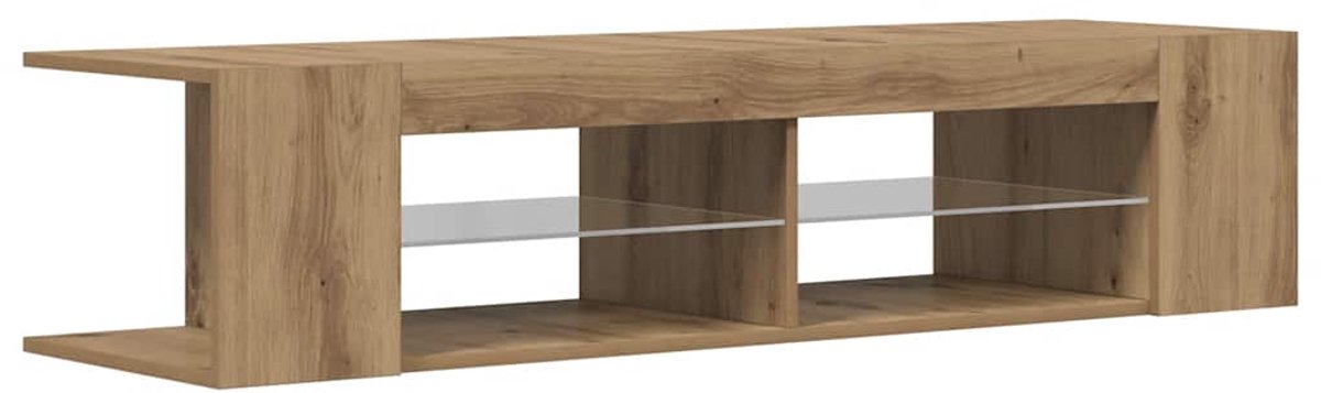 vidaXL - Tv-meubel - met - LED - 135x39x30 - cm - bewerkt - hout - artisanaal - eiken