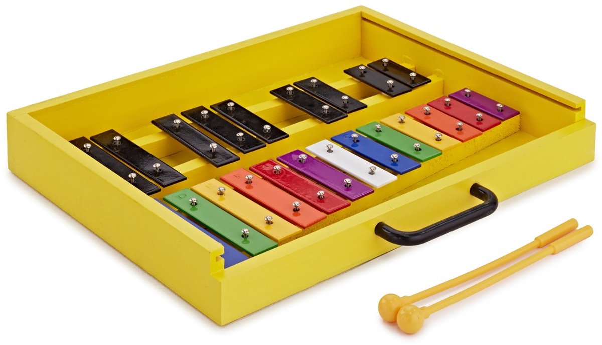 Compact Glockenspiel van Gear4music, Regenboog/Zwarte Toetsen