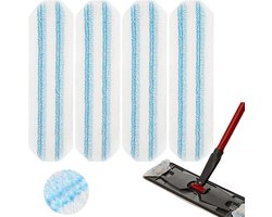 4-pack, dweilpadvervanging geschikt voor O Cedar H2prO mopsysteem, dweilkopvervanging geschikt voor O-Cedar/Vileda H2prO, machinewasbaar, herbruikbare padvervanging voor diepe reiniging