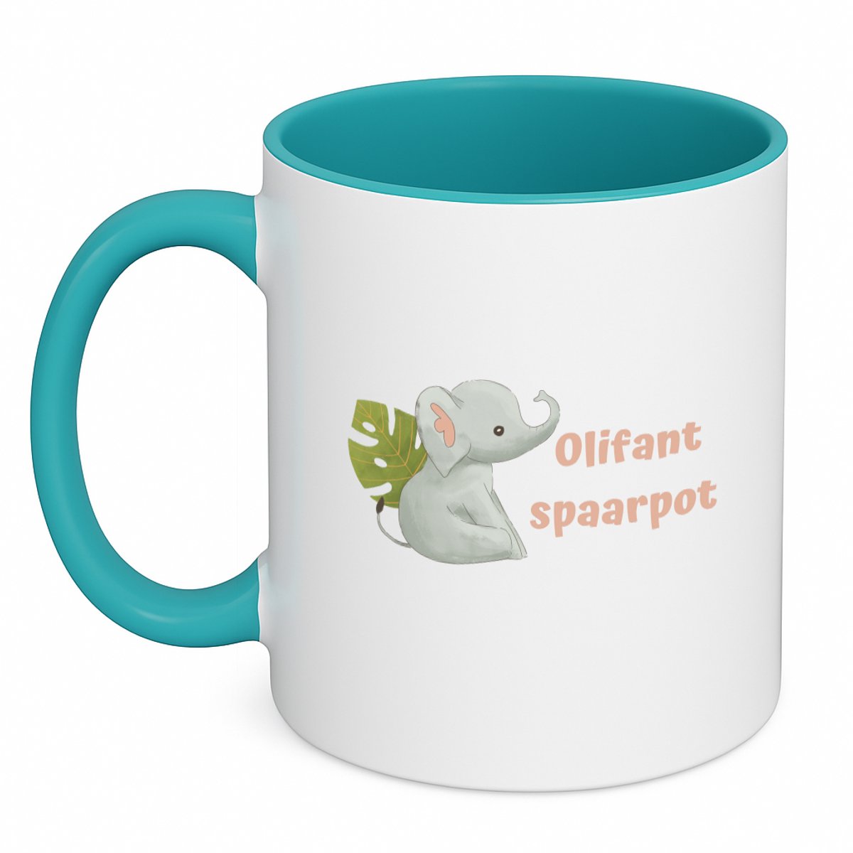 Hacebo® - Olifant koffiebeker turquoise - Olifant - dieren liefhebbers - thee mok - koffie beker - leuke cadeau voor iemand die van houdt van olifanten - verjaardagscadeau - kado - gift - koffiemok - 350 ML inhoud