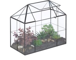 planten terrarium - 27x30x15 - glas - vensterbank - zwart