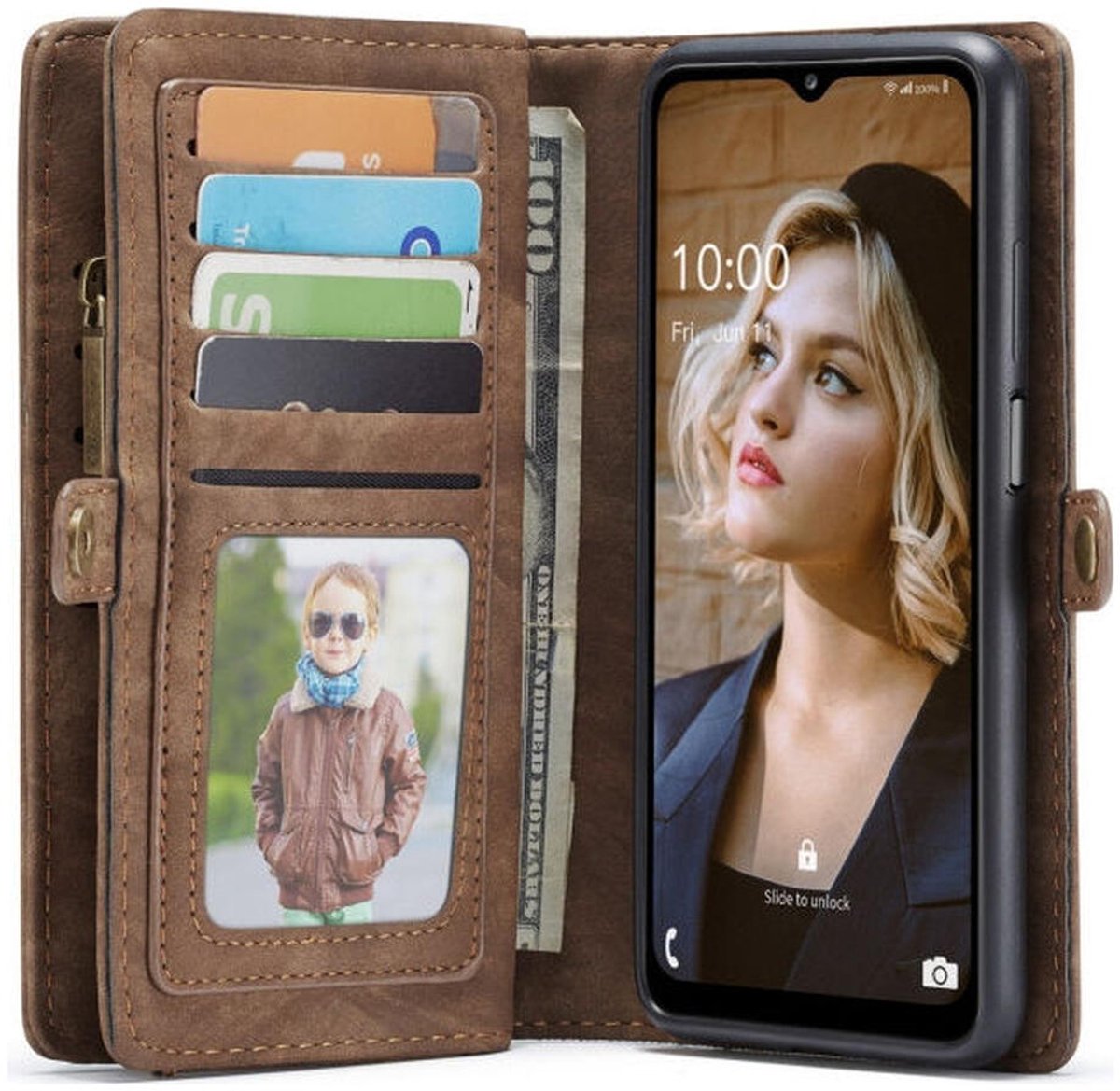 CaseMe 008 Book Case en Back Cover Geschikt voor Samsung A32 5G Hoesje Bruin