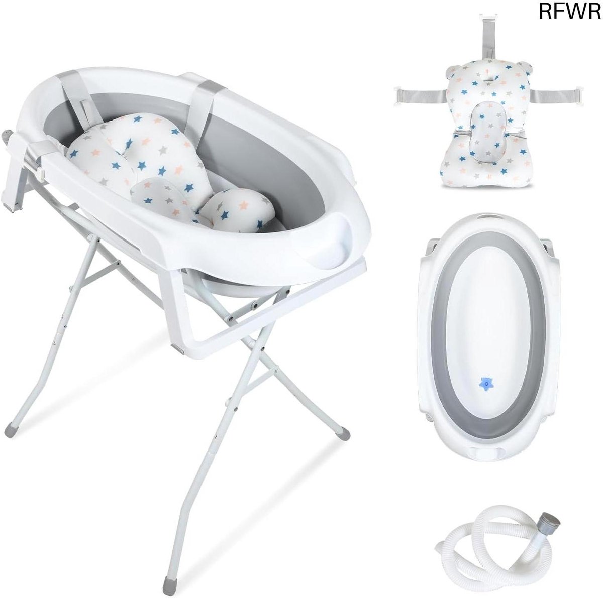 RFWR® Opvouwbaar Babybad met Temperatuursensor en Badmat - Comfortabel en Veilig voor Pasgeborenen