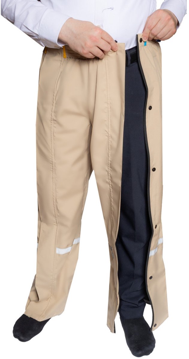 Hello Rain ZipDry Pro – Regenbroek 3-Lagen met Zijrits Beige M