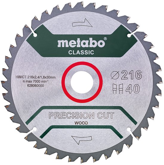 Metabo Cirkelzaagblad HW/CT 216x30mm 40 tands WZ