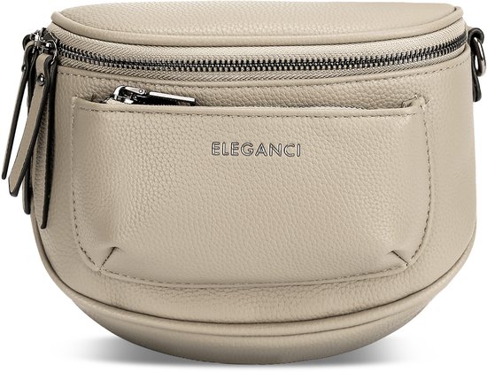 Beige Eleganci heuptas van zacht vegan leer, zijaanzicht.