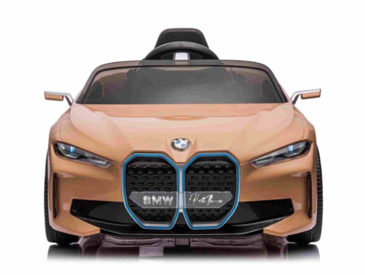 BMW I4 Goud - 1 Persoons - Dubbele motoren, geluiden en een softstart systeem | Elektrische kinderauto - Inclusief afstandsbediening - Gratis verzending - KiddoCars