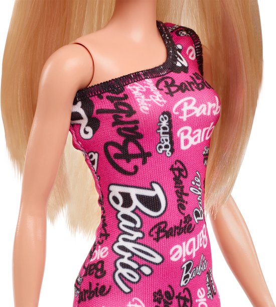 Barbie 65th Jubileumblond Met Merklogo-jurkpop Roze van Barbie — afbeelding 5