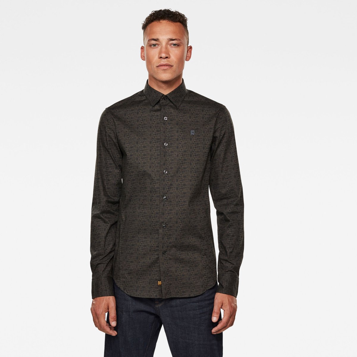 G-Star Dressed super slim shirt ls Heren Shirts Asfalt Micro Badges