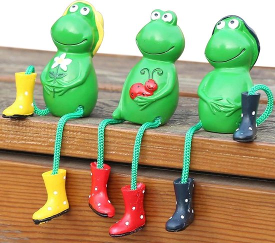 Decoris tuinbeeld kikker - groen - keramiek - 13 cm