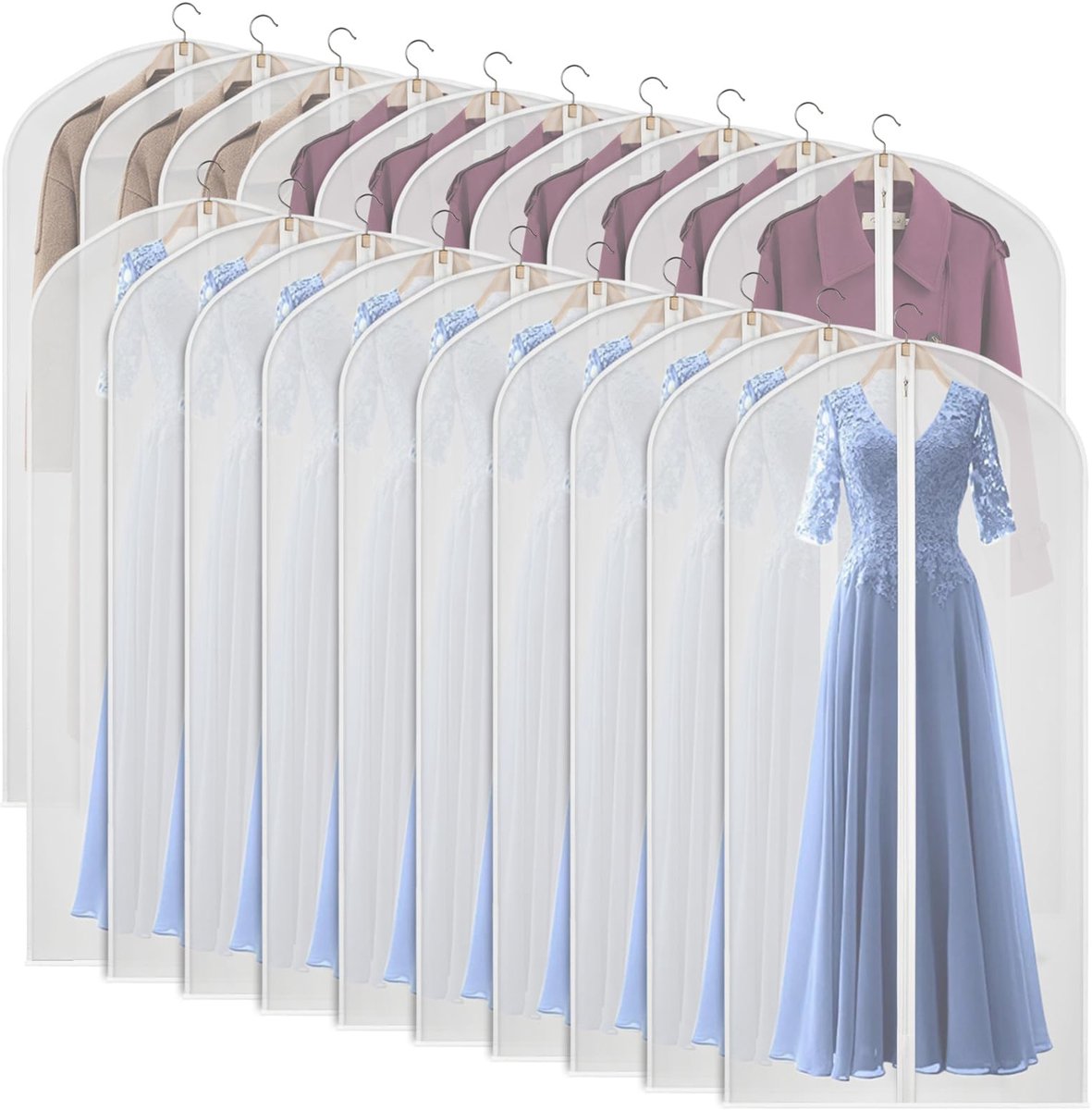 Ibenzoa® Garderobekastzakken, 20 stuks, 60x152cm, ademend PEVA, voor jurken, baljurken en avondjurken