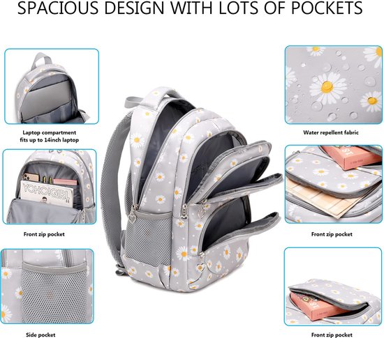 Set cartable polyvalent pour Filles avec boîte à lunch et trousse Design