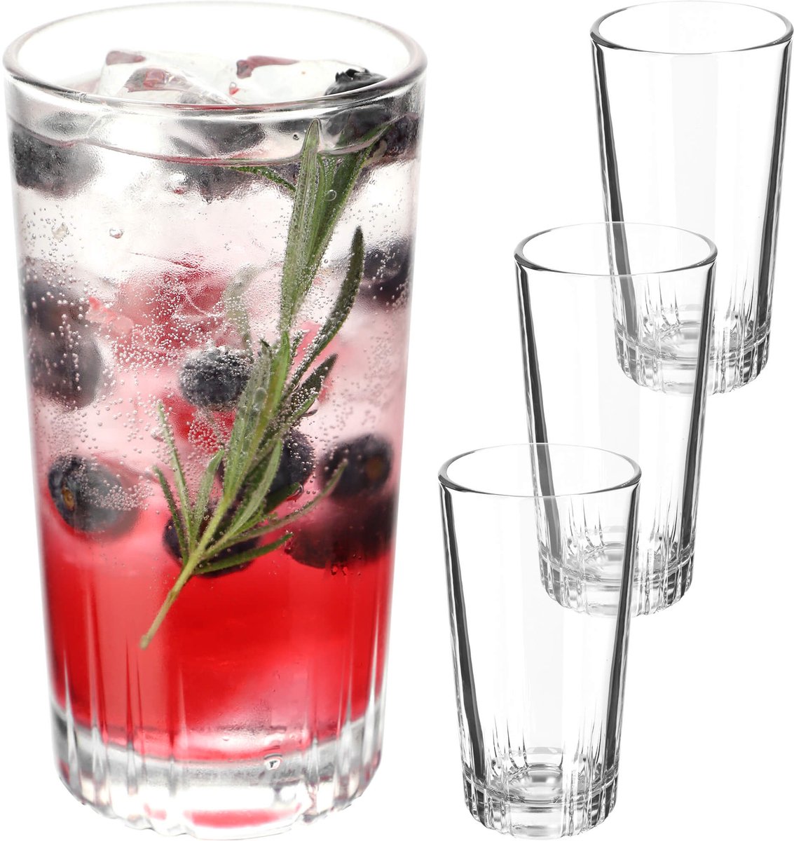 KADAX Leni Drinkglazen, set van 4 stuks, whiskyglazen, glazen set, robuuste waterglazen, sapglazen, universele glazen, kristalglas, glazen voor water, drink, party (344 ml, 4 stuks)