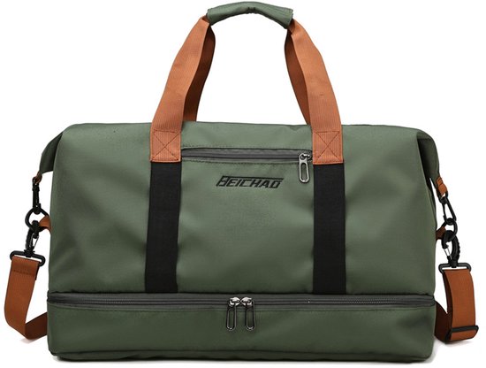 Sporttas & reistas voor dames en heren, Groen, met schoenenvak en nat vak, grote capaciteit, reistas, lichte trainingstas, waterdichte zwemtas voor reizen, sport, fitness