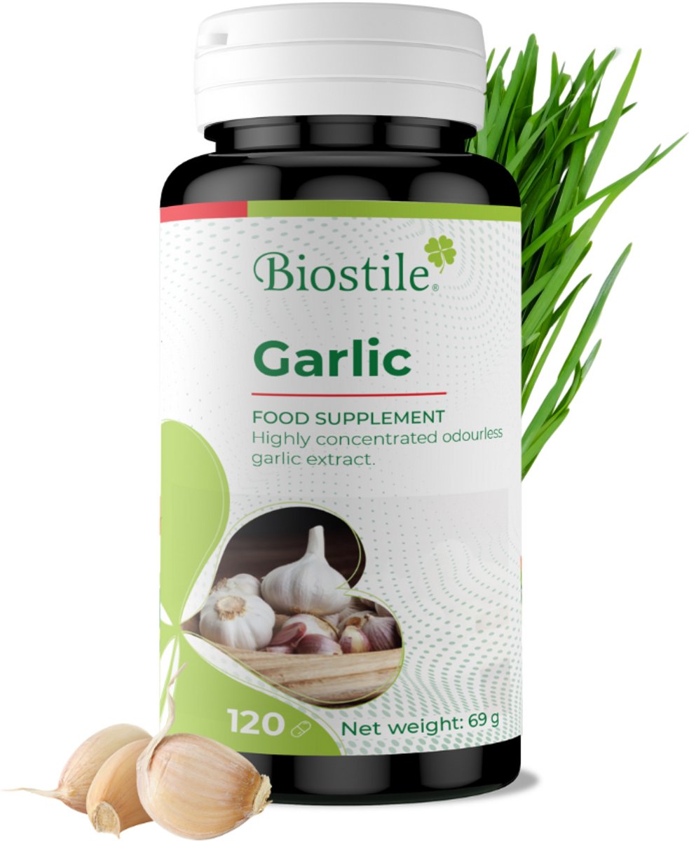 Biostile – Knoflook – Ondersteunt Immuunsysteem en Hartgezondheid – Antioxiderende Bescherming – 120 Capsules