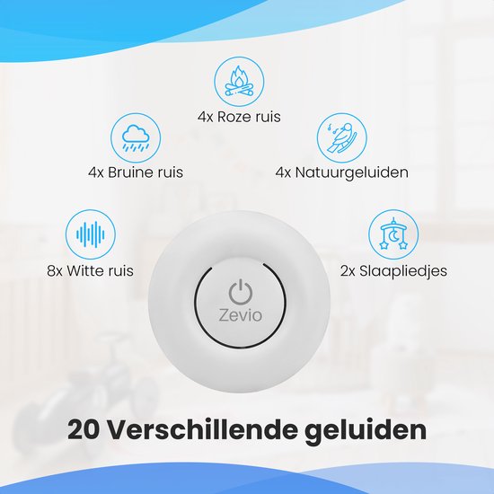 Zevio Go White Noise Machine Baby - Witte Ruis Apparaat - Met Huilsensor - Inclusief Flexibele Ring - Wit — afbeelding 5