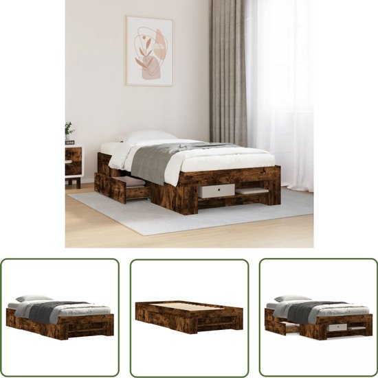 vidaXL Bedframe zonder matras hout gerookt eikenkleurig 120x190 cm