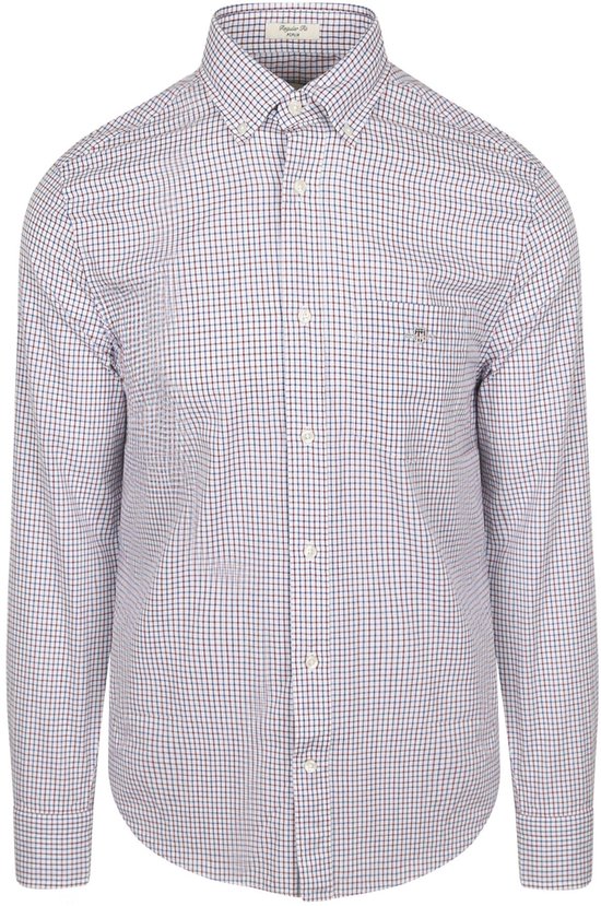 Gant Casual Overhemd Poplin Ruit Blauw Rood - Maat XL - Heren - Overhemden Casual