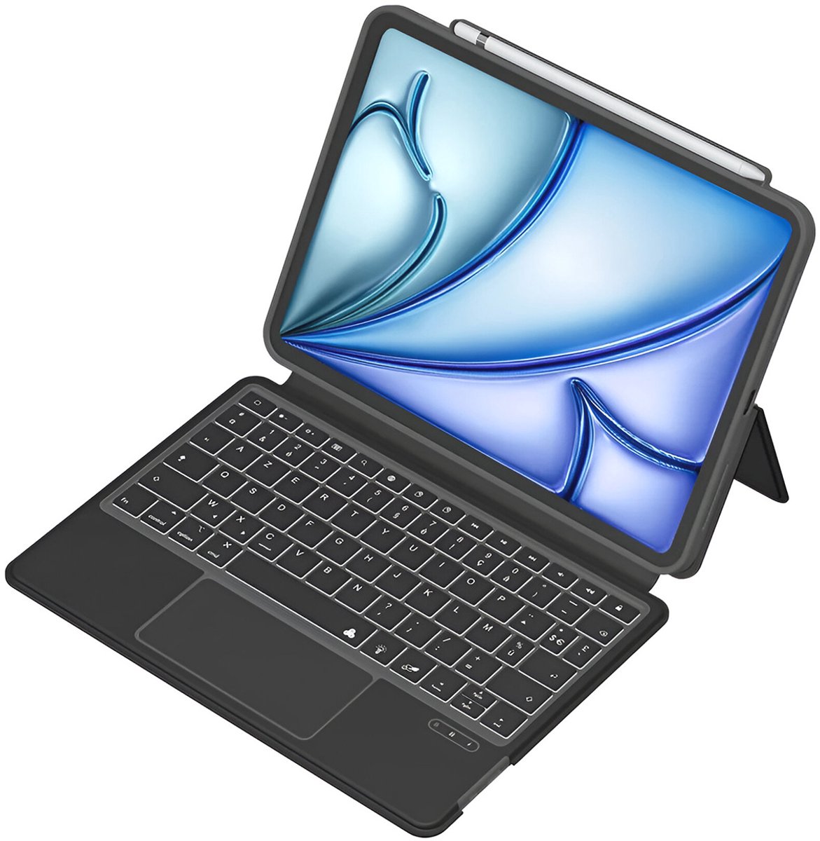 MYWAY, Hoes Geschikt voor Apple iPad Air 11” M2 Folio Quick Note met Bluetooth 3.0 QWERTY-toetsenbord, Zwart