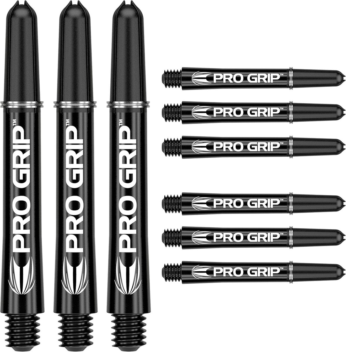Target Darts Pro Grip Shafts - Set van 9 | Zwart, Intermediate (41mm) | Dart Stems, Professionele Darts Accessoires, 2BA Shaft Multipack met Ringen