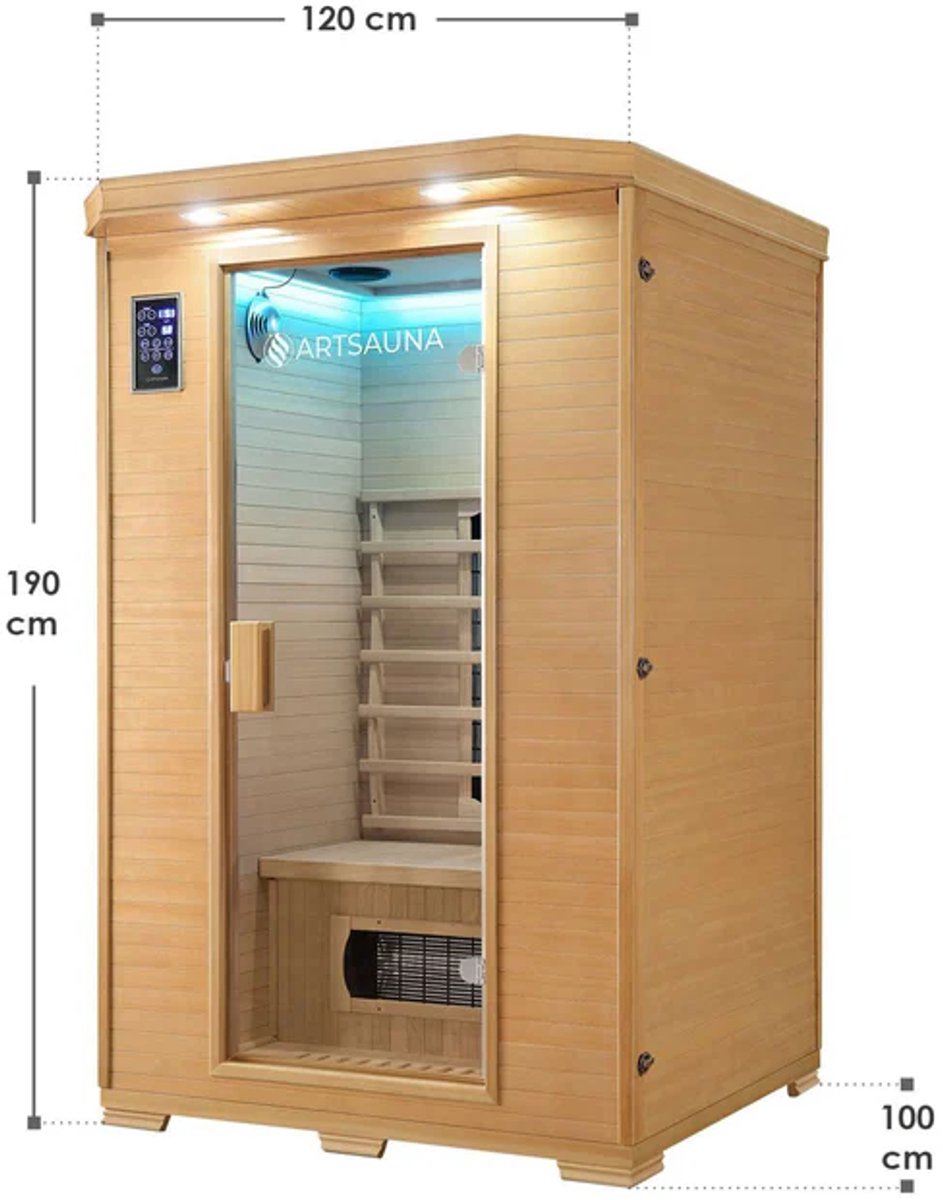 Infraroodcabine Oslo - 120x100x190cm - Keramische Verwarming - 2 personen thumbnail 6