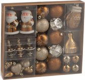 J-Line Boite De 45 Boule De Noël Plastique Marron