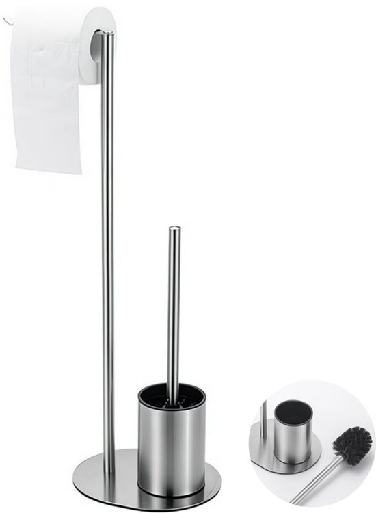 Wc-rolhouder met toiletborstel rvs