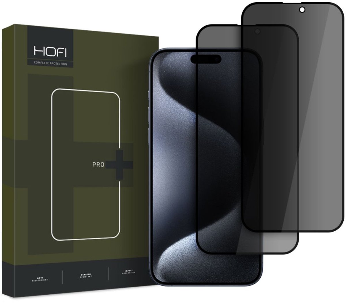 Hofi Anti Spy Glass Pro+ Voor Iphone 16 Privacy 2-Pack Cover Bescherming