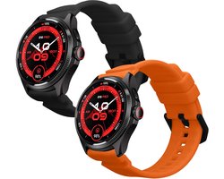 kwmobile 2x horlogebandjes geschikt voor Ticwatch Pro 5 Enduro / Pro 5 / iTouch Air 3 bandje - Smartwatch bandjes van TPU - Activity tracker horloge band in zwart / oranje