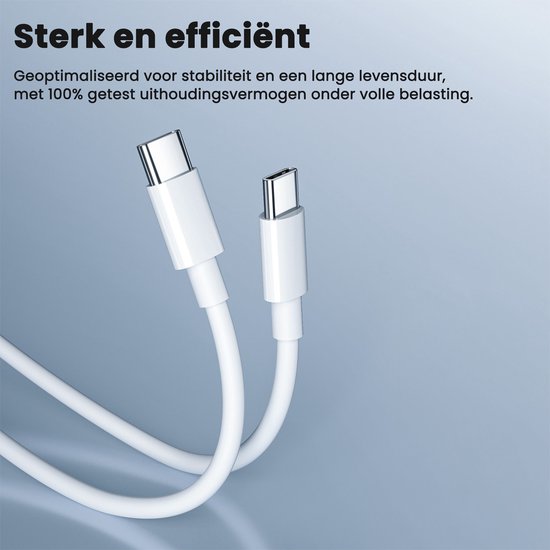 Faas USB C Oplader - Snellader - 40W - 2x 20W Poort - 2 kabels - 1.5 meter - USB C Kabel - USB C naar USB C - Wit