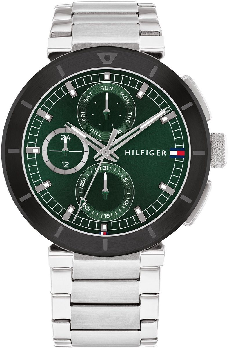 Tommy Hilfiger TH1792117 LORENZO Heren Horloge - Mineraalglas - Staal - Zilverkleurig - 44 mm breed - Quartz - Vouw-Vlindersluiting - 5 ATM (douchen)