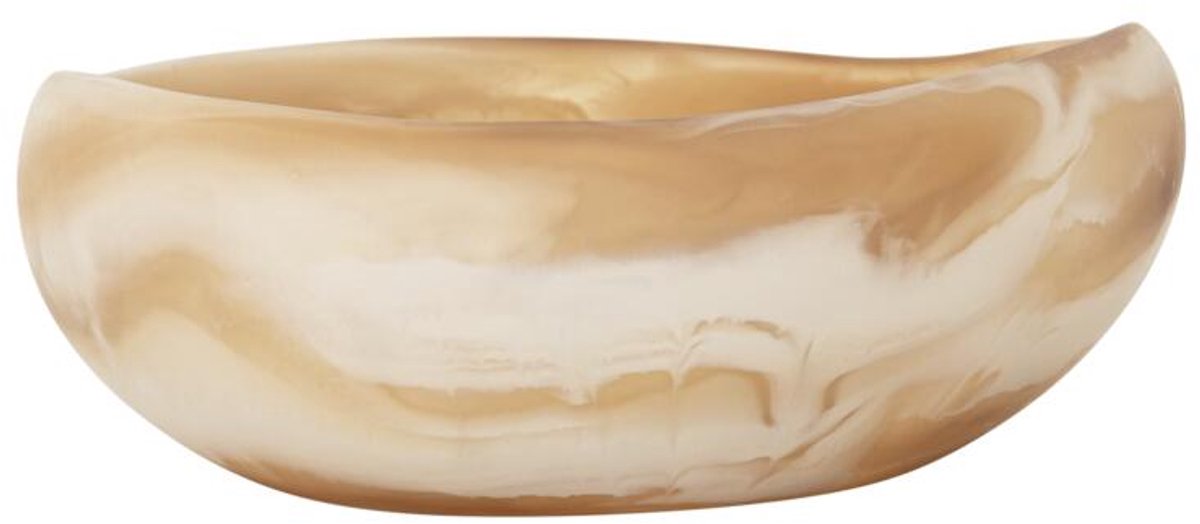 MUST Living Bowl Rafael Brown/White small,±9xØ25 cm, resin brown/white swirled