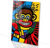 Vrolijke aap in kleurrijke pop-art - Aap glas schilderijen - Kunst dieren - Pop Art - Plexiglas schilderij - Schilderij glasplaat - acrylglas 40x60 cm