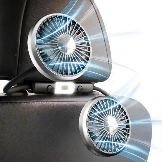 Foto: Auto ventilator auto ventilator cooling autoventilator krachtige 3 snelheden wind en ledlamp 360 graden slangkoelventilator geschikt voor voertuig suv camper pick up truck hoofdsteun zwart