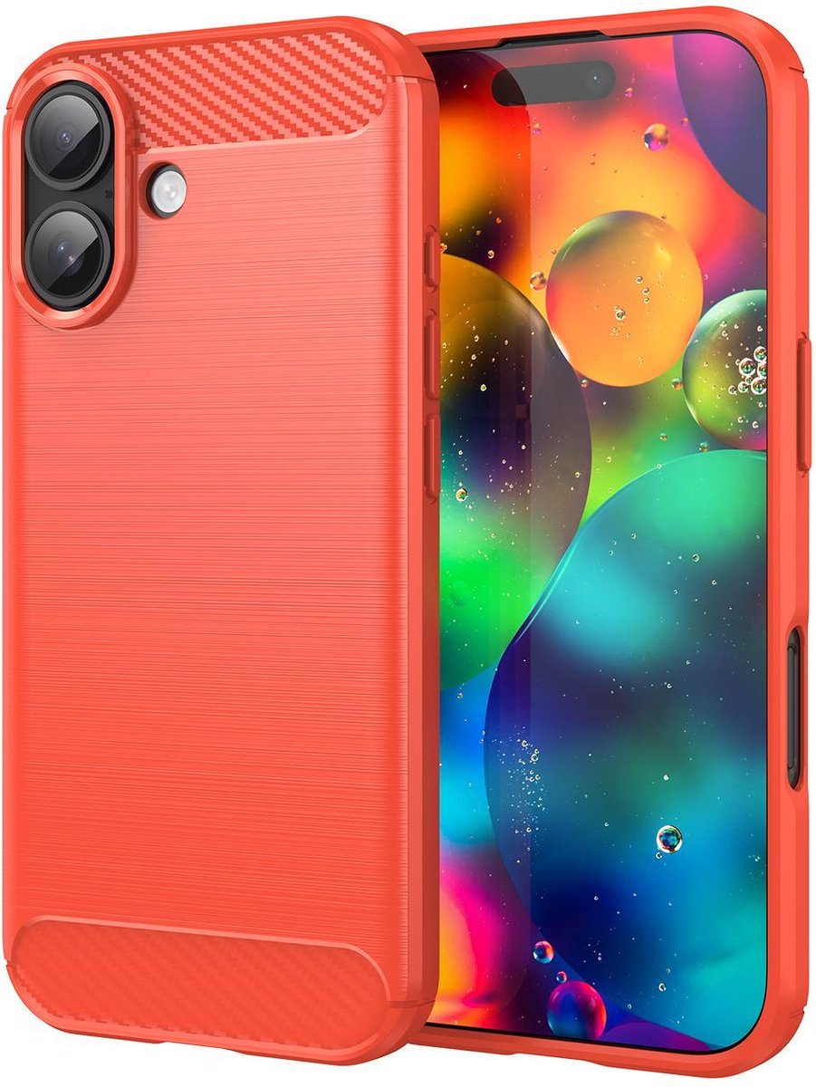 Mobigear Hoesje geschikt voor Apple iPhone 17 Telefoonhoesje Flexibel TPU | Mobigear Brushed Slim Backcover | iPhone 17 Case | Back Cover - Rood