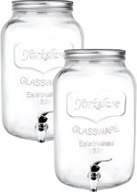 Distributeur Gerimport pour cocktails, eau et limonade - 2x - avec robinet - 8L - verre - été