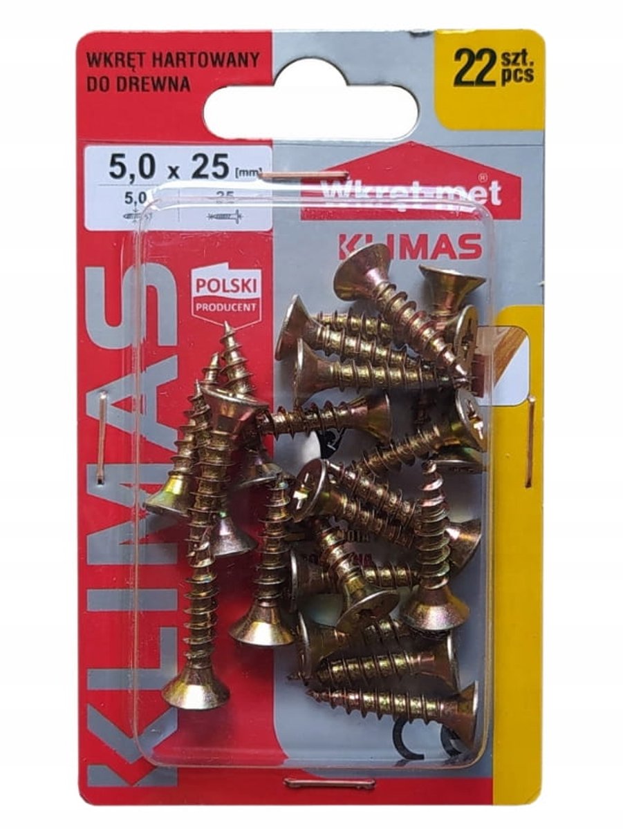 Wkręt-met - Geharde Schroeven - 5x25mm - 22 Stuks - Goud