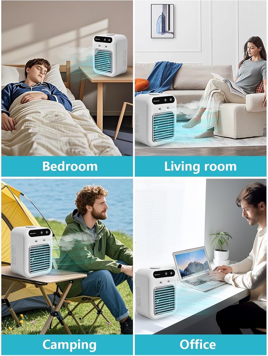 Mini airco - Kleine airco - 1800mAh Draagbare airconditioner - 25W oplaadbare persoonlijke mini airco - met dubbele sproeier en 2 snelheidsinstellingen - voor slaapkamer bureau kantoor en buitengebruik – foto 8
