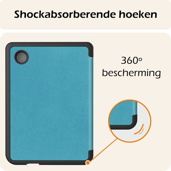 Hoesje Geschikt voor Kobo Clara BW Hoes Book Case - Hoes Geschikt voor Kobo Clara BW Hoesje Book Cover - Turquoise van Merkloos — afbeelding 5
