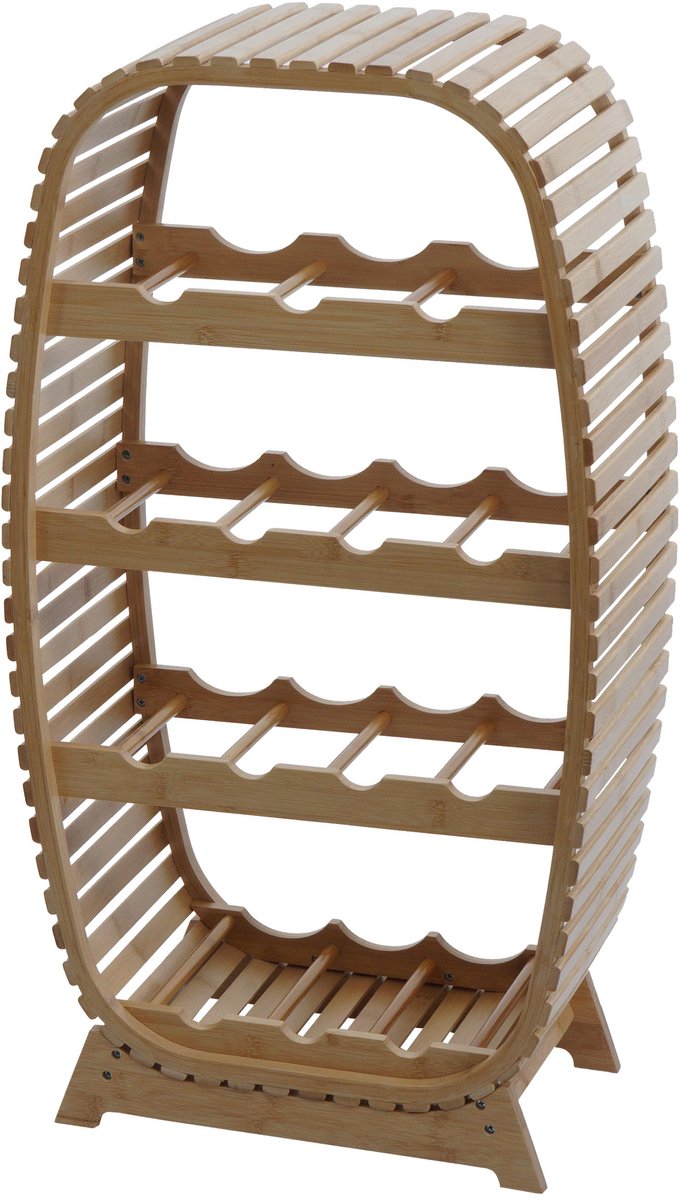 Bamboe wijnrek MCW-N85, wijnrek voor 14 flessen, MVG-gecertificeerd 85x46x25cm
