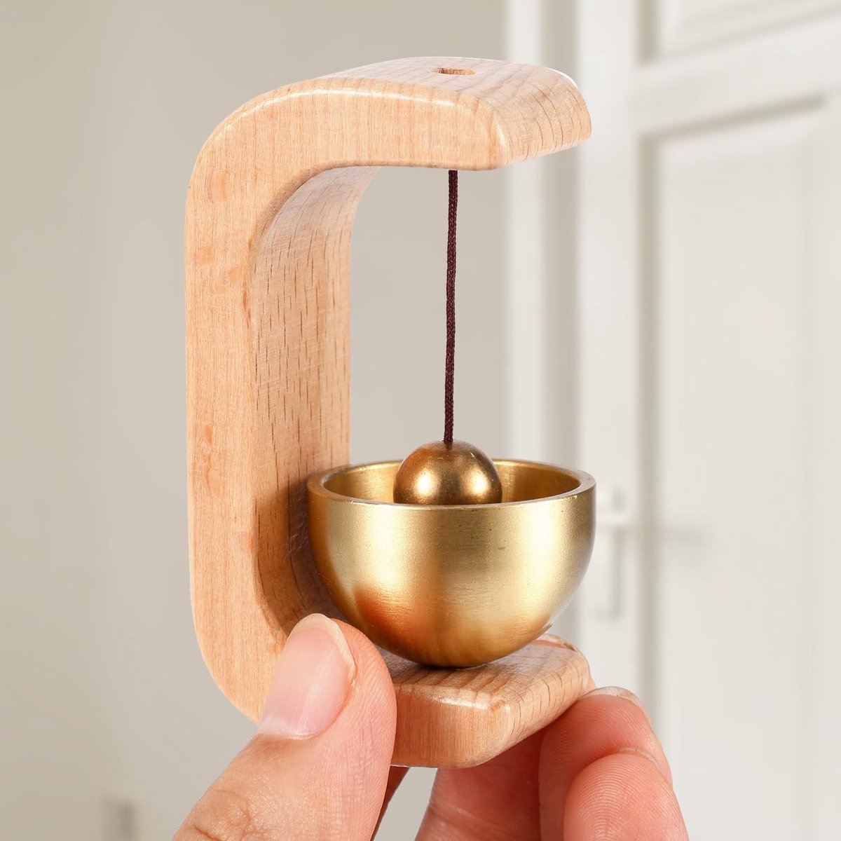 Magnetische deurbel | Houten bel voor deuropening, geen boren rustieke
