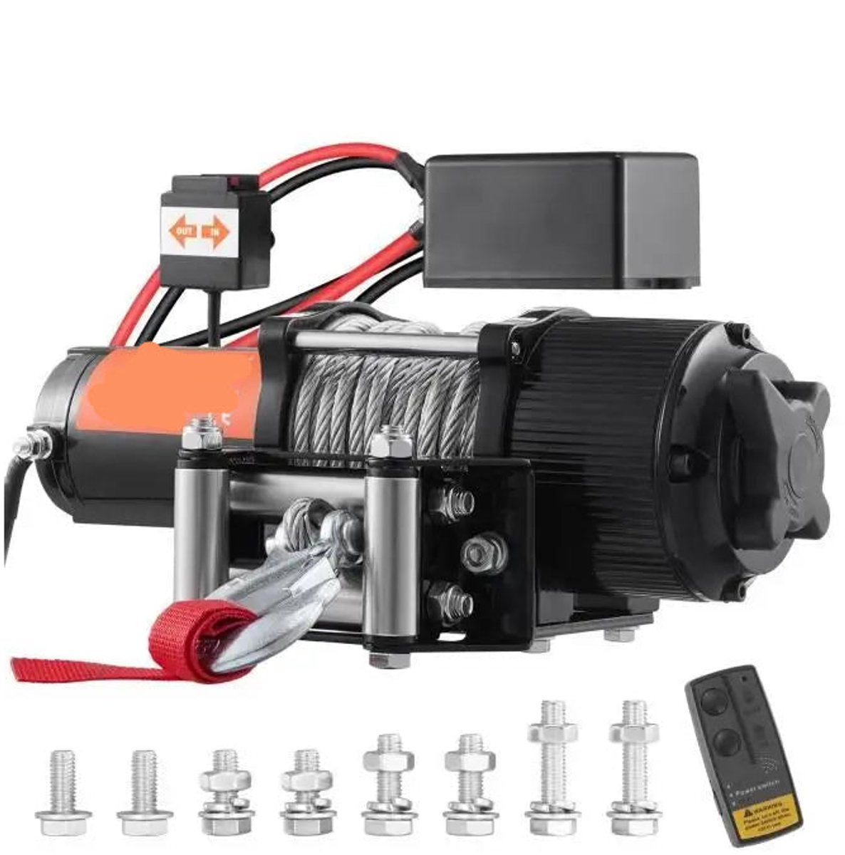 Elektrische Lier - Takel - Kabeltakel - Kettingtakel - 12V - 4500lbs - Waterdicht - met Stalen Kabel en Bedrade/Wireless Afstandsbediening - voor SUV, Trailer en Auto
