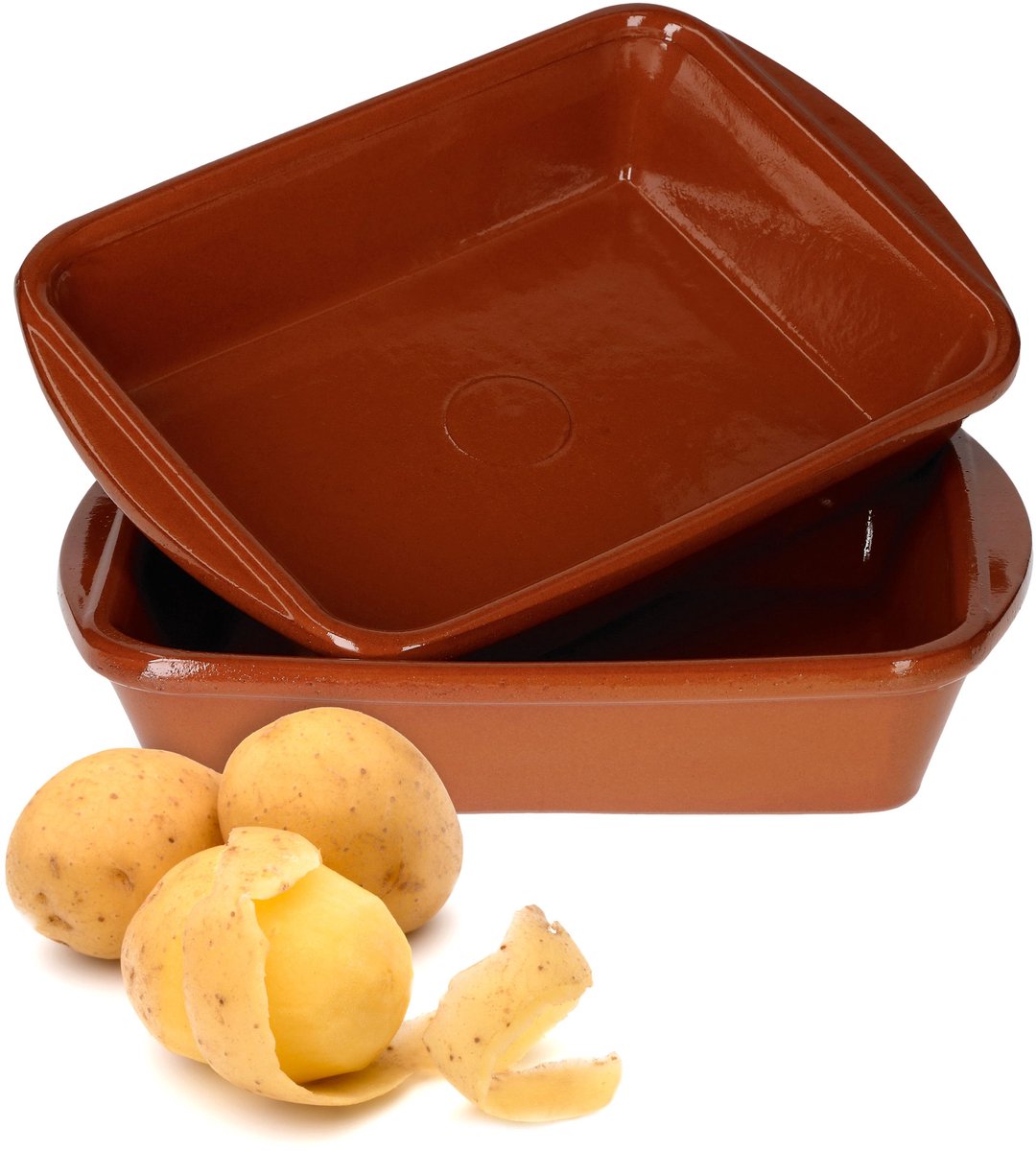 Set van 2 rechthoekige kleikommen 20x14,5cm - 99523
