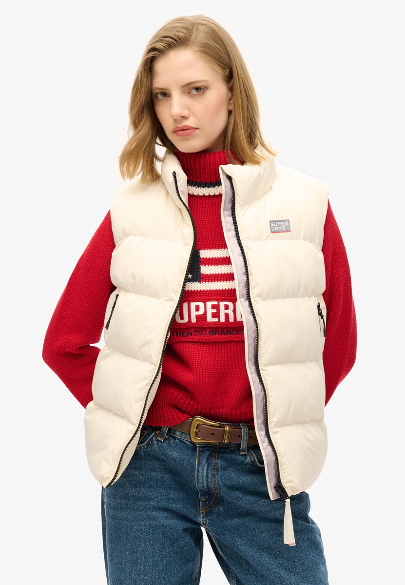 Superdry Sports pufferbodywarmer Dames Gilets Creme