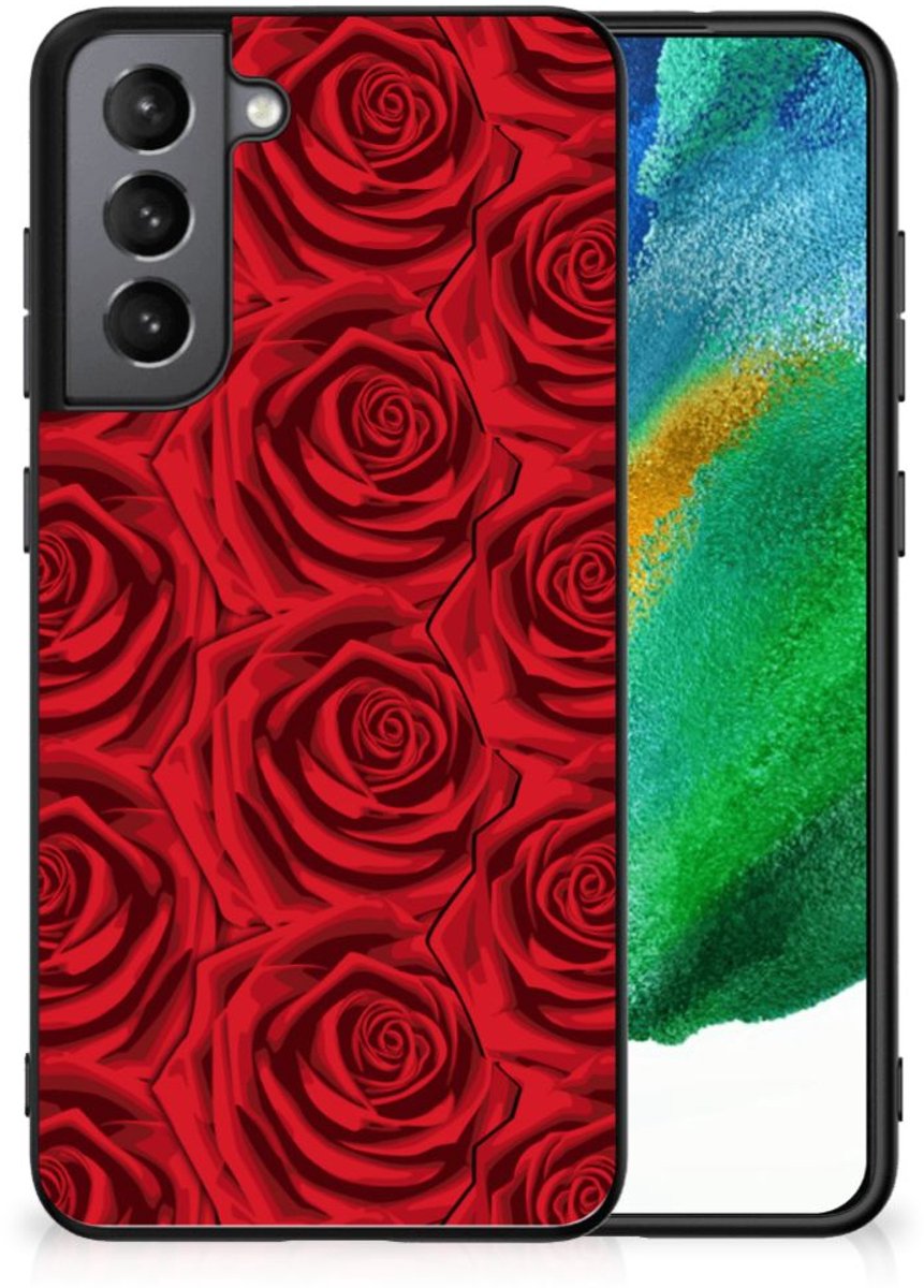 Back Cover voor Samsung Galaxy S21FE Bloemen Hoesje Red Roses